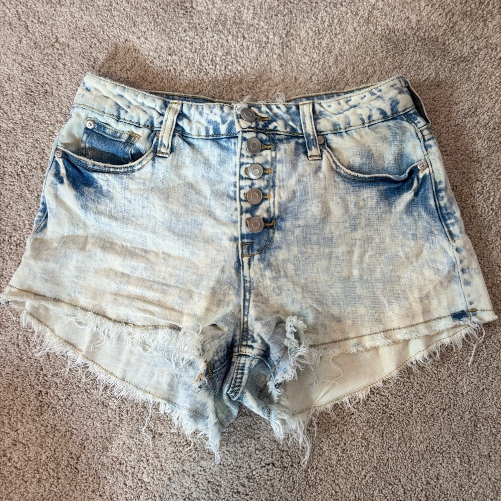 Altar'd State Light Blue Frayed Jean Shorts